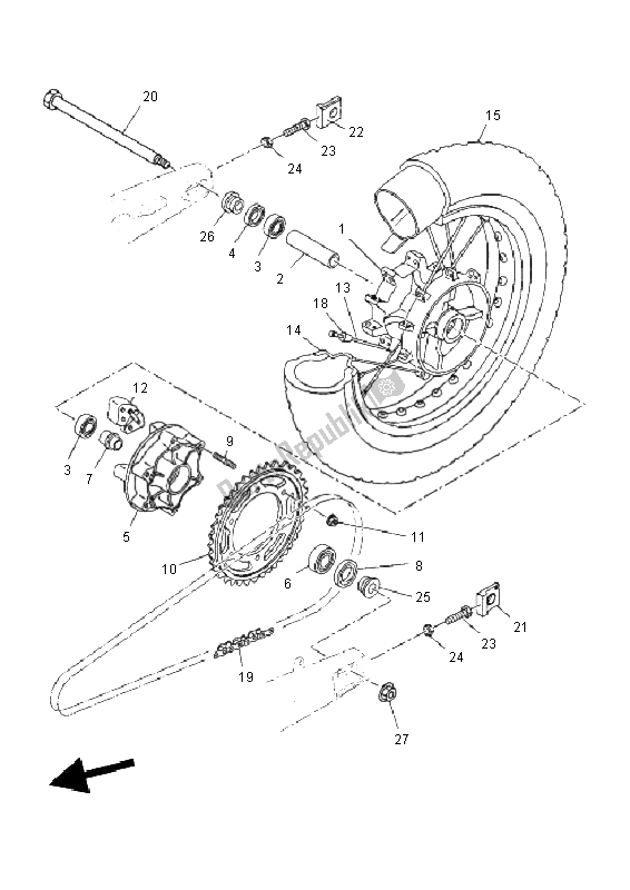 All parts for the Rear Wheel of the Yamaha XT 660Z Tenere 2011