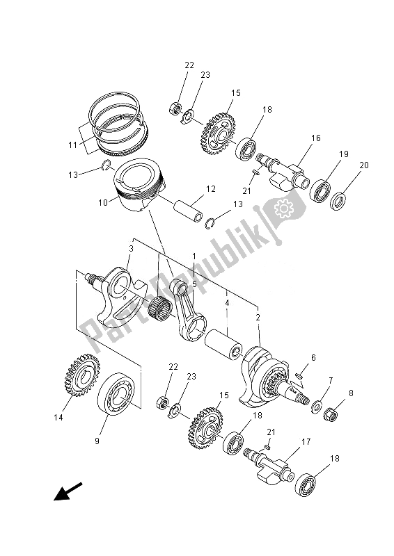 All parts for the Crankshaft & Piston of the Yamaha YFM 700 Rsed 2013