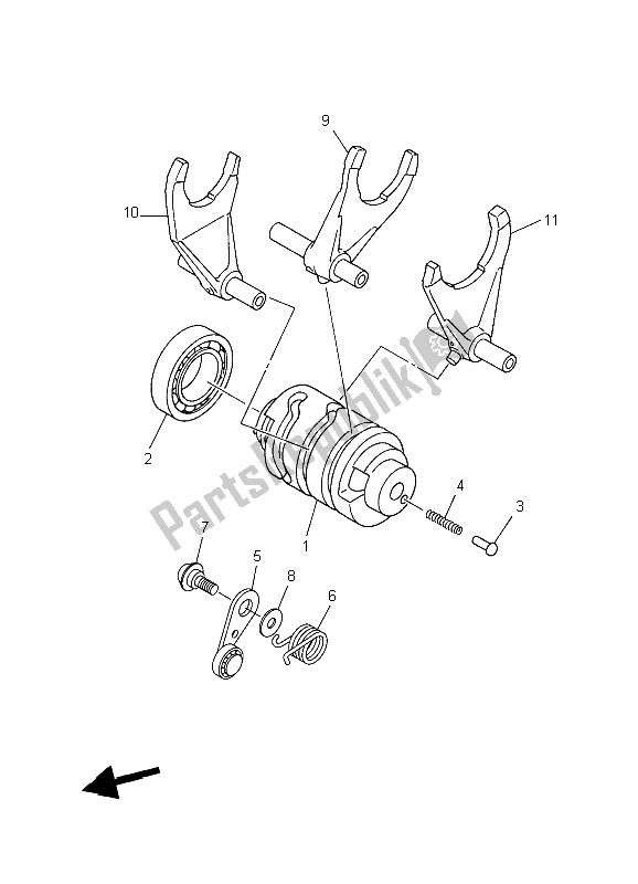 All parts for the Shift Cam & Fork of the Yamaha WR 450F 2006