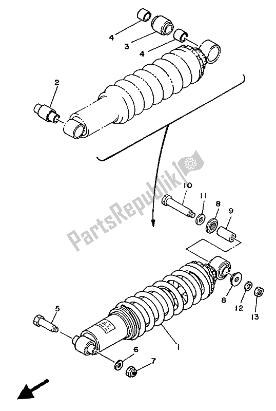 Todas las partes para Suspensión Trasera de Yamaha XT 350 1992