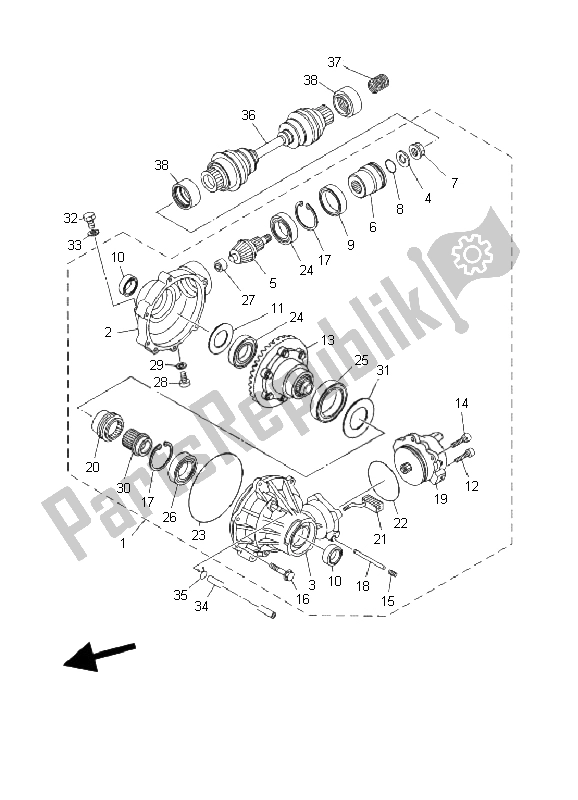 Todas las partes para Diferencial Delantero de Yamaha YFM 660F Grizzly 2003