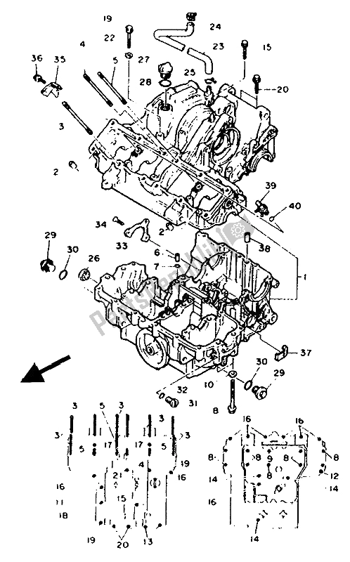 Toutes les pièces pour le Carter du Yamaha FZR 1000 1991