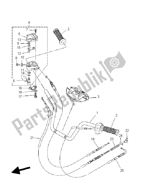 All parts for the Steering Handle & Cable of the Yamaha YFM 350X Wolverine 2X4 2007