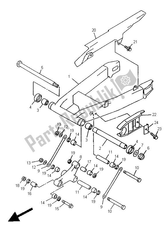 All parts for the Rear Arm of the Yamaha TRX 850 1998