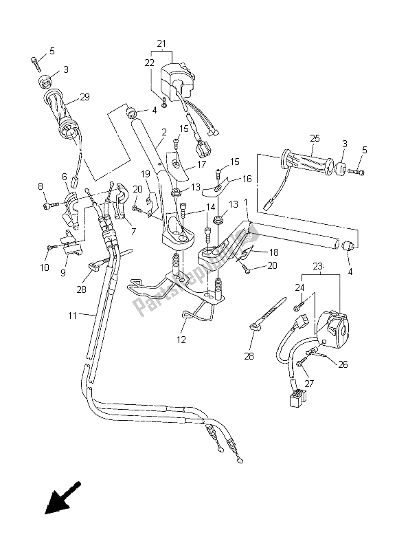 All parts for the Steering Handle & Cable of the Yamaha FJR 1300A 2011