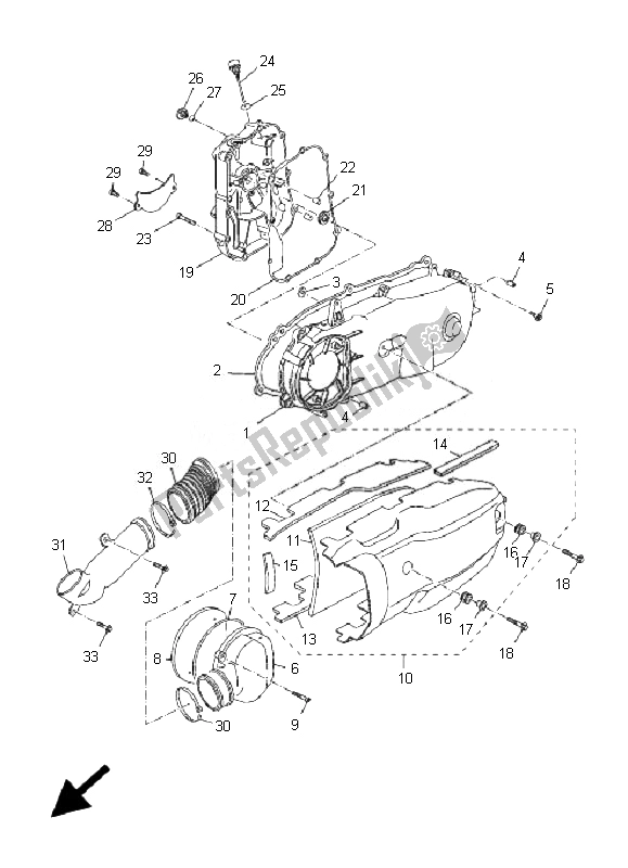 All parts for the Crankcase Cover 1 of the Yamaha YP 125R X MAX 2007