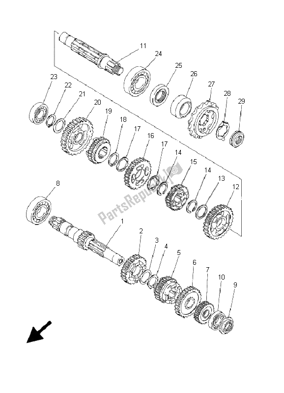 All parts for the Transmission of the Yamaha XVS 250 Dragstar 2001