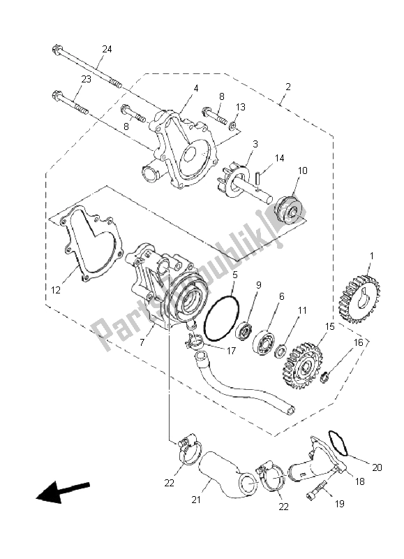 All parts for the Water Pump of the Yamaha YFM 700R 2008