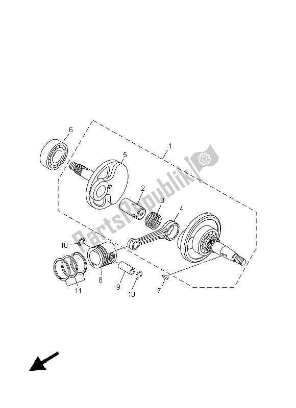 Tutte le parti per il Albero Motore E Pistone del Yamaha TT R 50E 2015