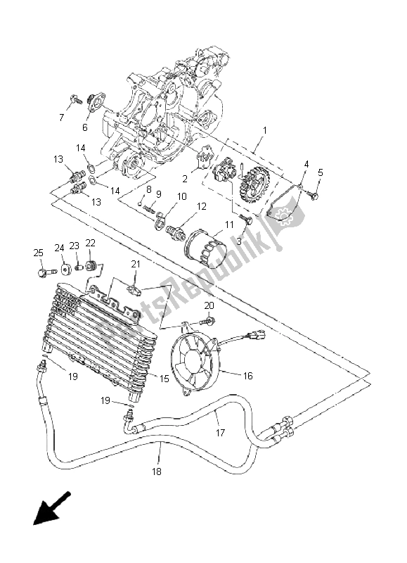 All parts for the Oil Pump of the Yamaha YFM 350F Grizzly 4X4 2009