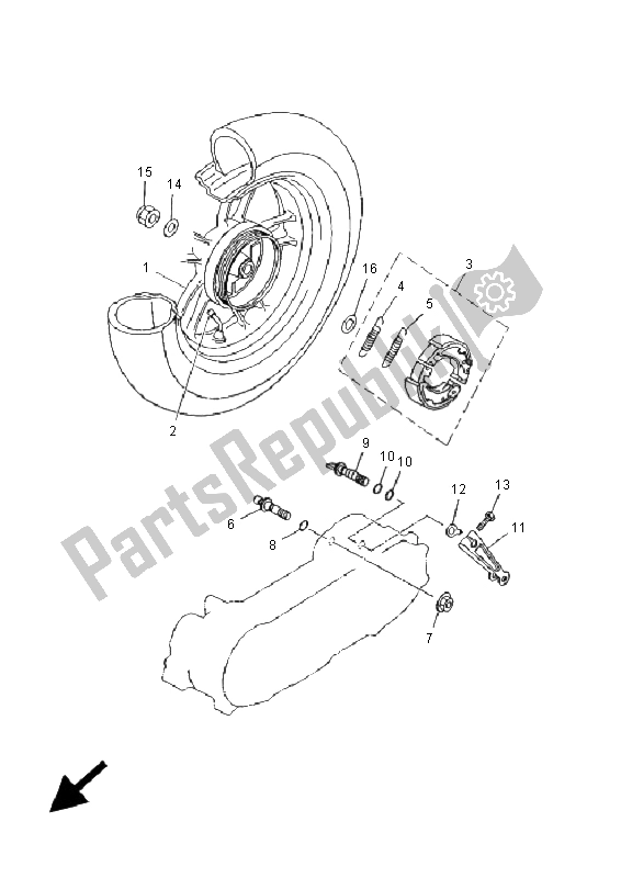 All parts for the Rear Wheel of the Yamaha YN 50F 4T Neos 2009