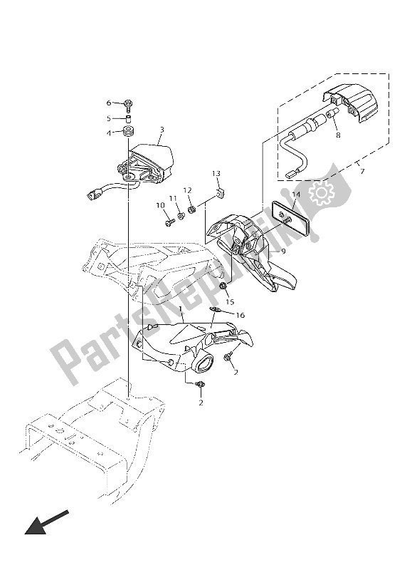 Tutte le parti per il Fanale Posteriore del Yamaha XJR 1300C 2016