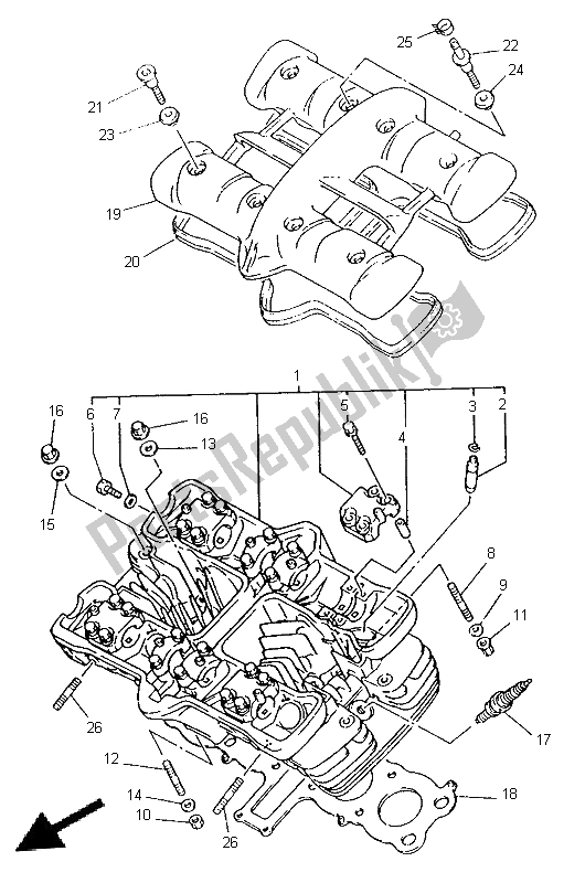 Toutes les pièces pour le Culasse du Yamaha XJ 600N 1996