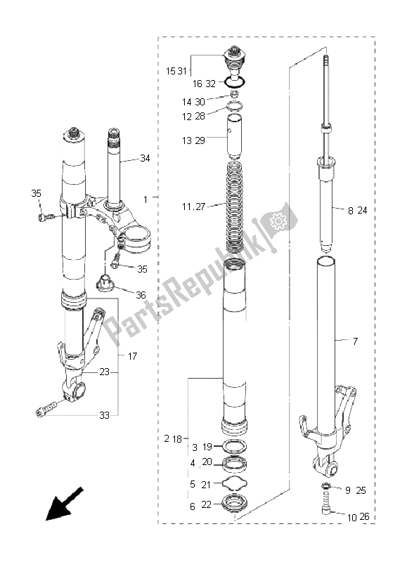 All parts for the Front Fork of the Yamaha FZ1 NA Fazer 1000 2008