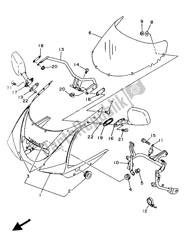 Tutte le parti per il Cowling 1 del Yamaha TZR 125 1993