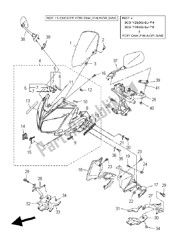 Tutte le parti per il Cowling 1 del Yamaha FZ1 S Fazer 1000 2010