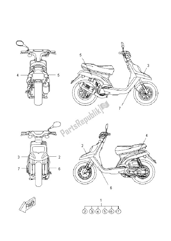 Wszystkie części do Grafika I Emblemat Yamaha CW 50L 2011