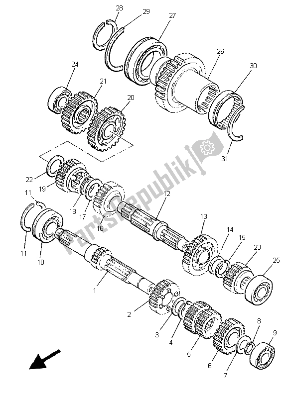 All parts for the Transmission of the Yamaha XJ 900S Diversion 1997