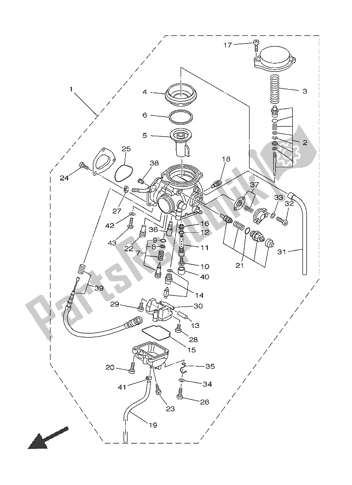 All parts for the Carburetor of the Yamaha YFM 450 Fwad IRS Grizzly 4X4 2016