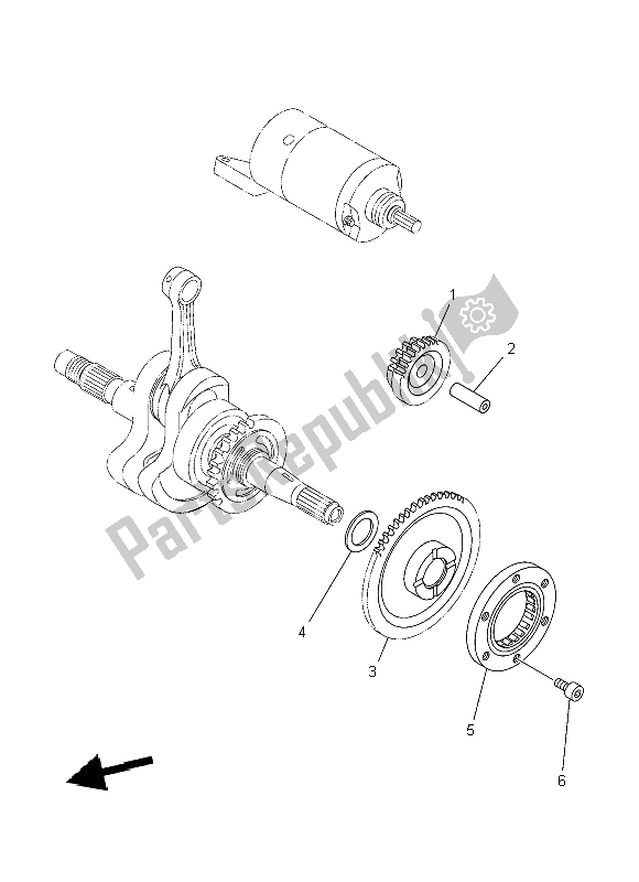 All parts for the Starter Clutch of the Yamaha YFM 350 DE Grizzly 2014