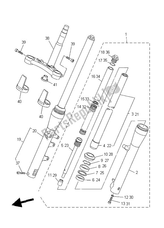 Todas as partes de Garfo Dianteiro do Yamaha XVS 250 2004