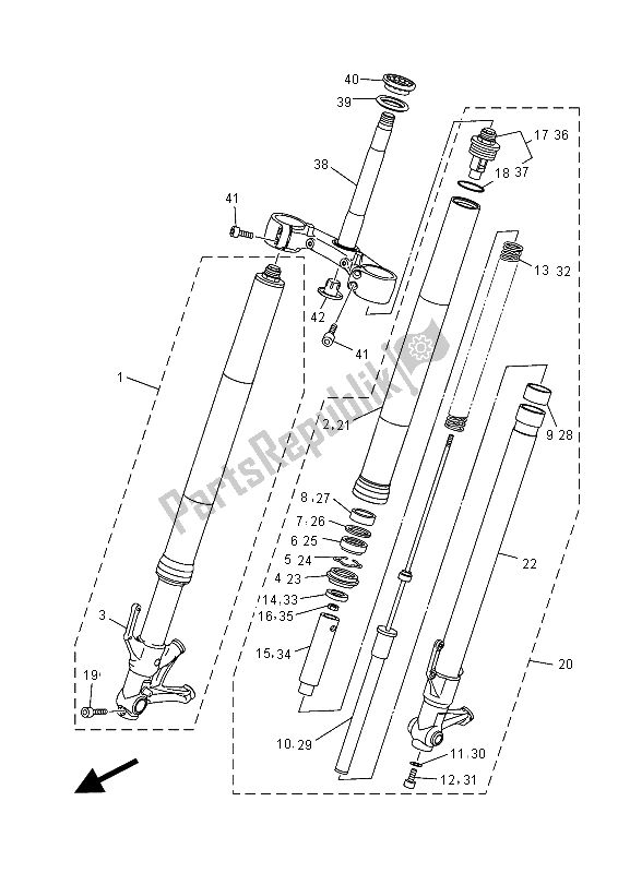 Alle onderdelen voor de Voorvork van de Yamaha MT 09A 900 2015