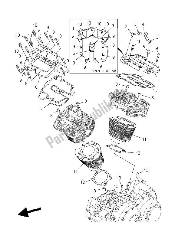 All parts for the Cylinder of the Yamaha XV 1900A Midnighst Star 2009