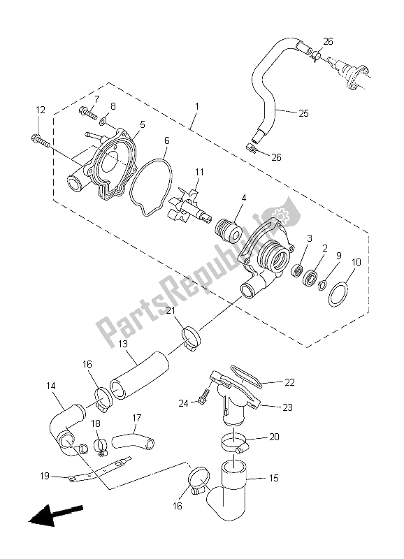 All parts for the Water Pump of the Yamaha XJ6 NA 600 2009