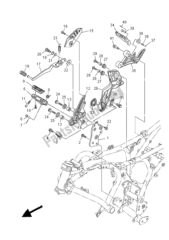 All parts for the Stand & Footrest 2 of the Yamaha MT 07 700 2014