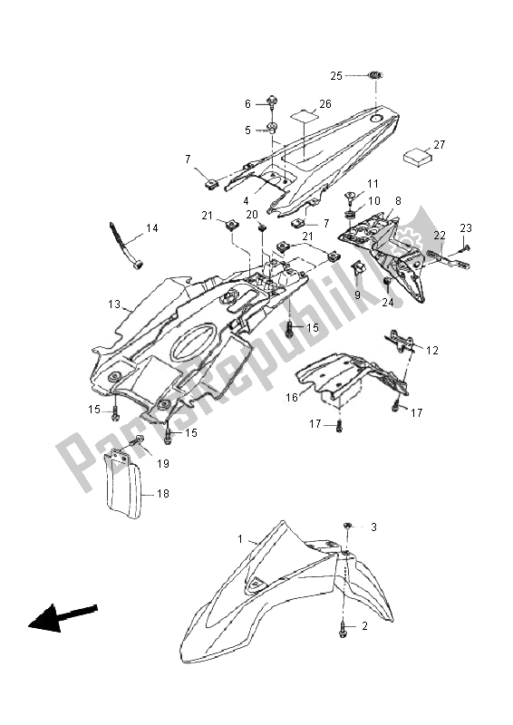 All parts for the Fender of the Yamaha WR 125R 2010