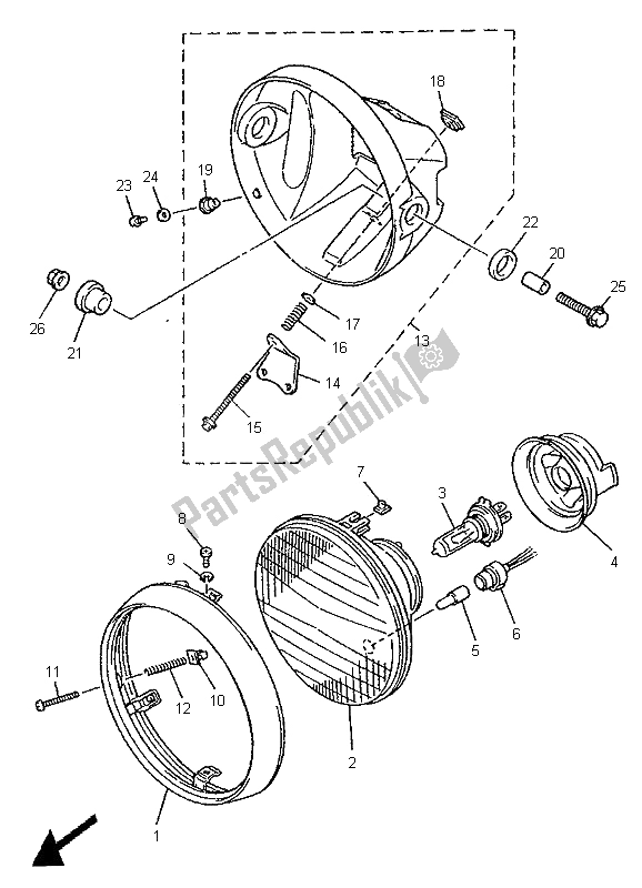 Tutte le parti per il Faro del Yamaha XJR 1200 1995