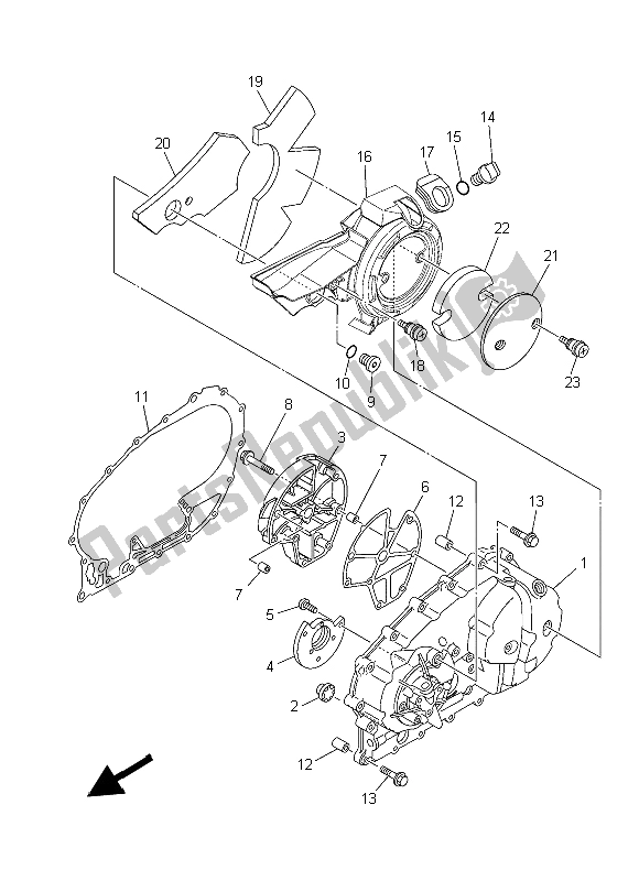 All parts for the Crankcase Cover 1 of the Yamaha XP 500 Dnms 2015