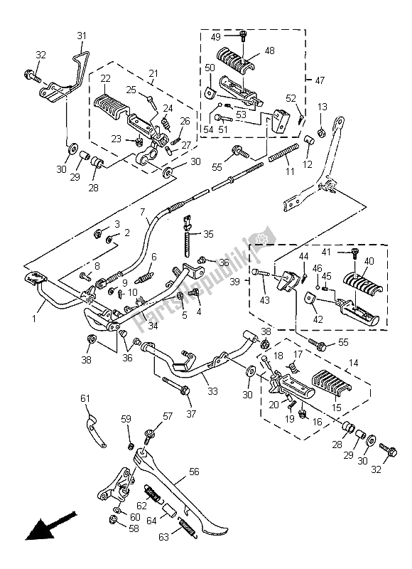 Todas las partes para Soporte Y Reposapiés de Yamaha XV 535 Virago 1999