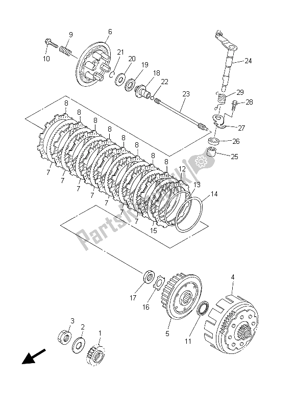 All parts for the Clutch of the Yamaha WR 450F 2003