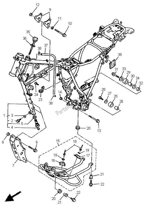 Toutes les pièces pour le Cadre du Yamaha XT 600E 1997