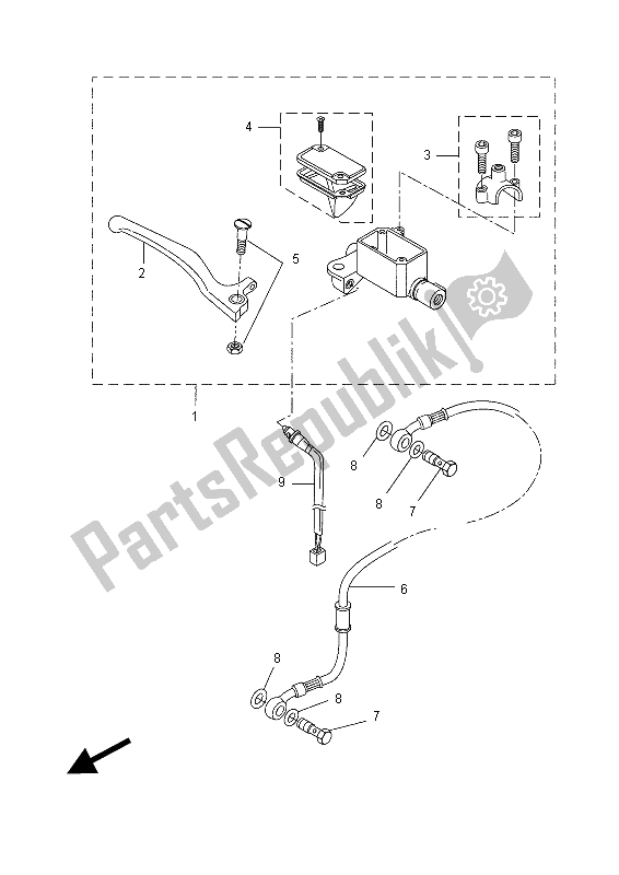 All parts for the Front Master Cylinder of the Yamaha YN 50F 2015