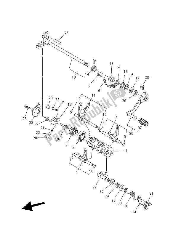 Toutes les pièces pour le Came Et Fourchette De Changement De Vitesse du Yamaha YFM 700R SE 2012