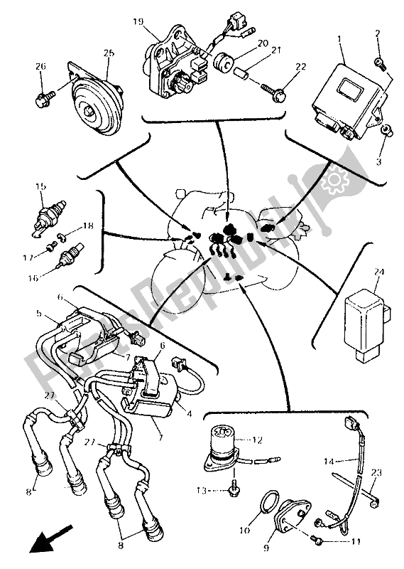 All parts for the Electrical 1 of the Yamaha YZF 750R 1994