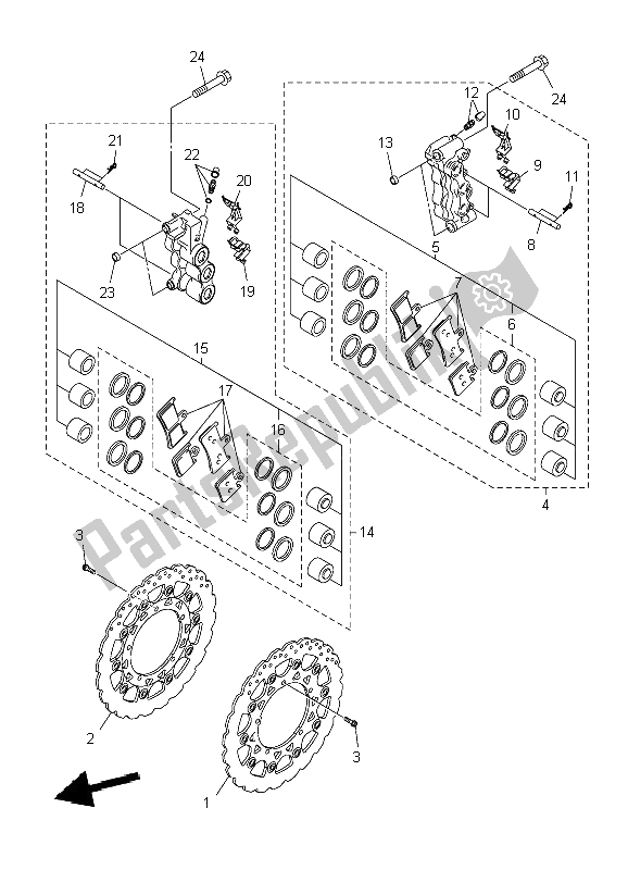 All parts for the Front Brake Caliper of the Yamaha VMX 17 1700 2009