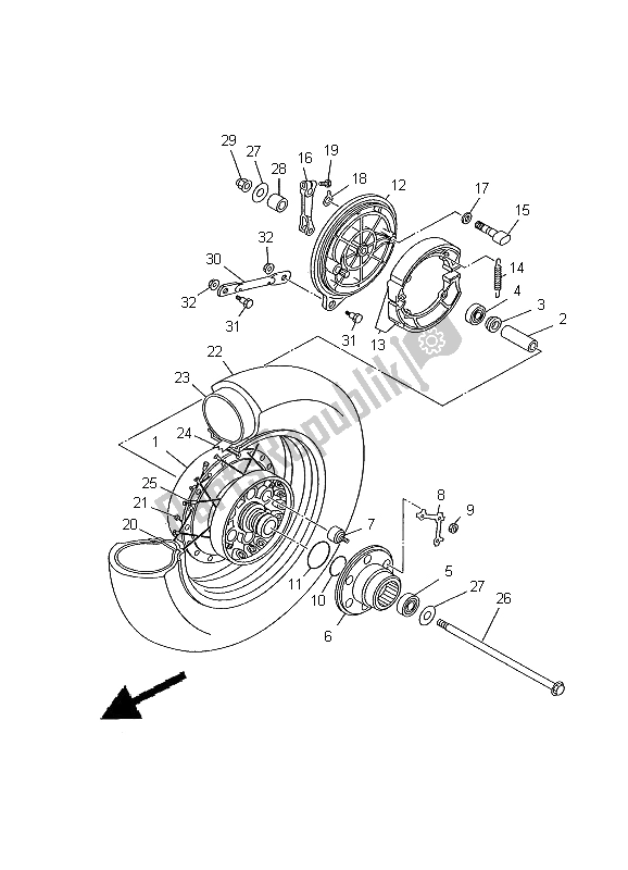 All parts for the Rear Wheel of the Yamaha XVS 650A Dragstar Classic 2000