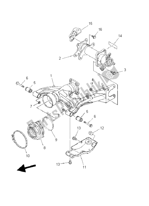 All parts for the Rear Arm of the Yamaha YFM 450F Kodiak 4X4 2003