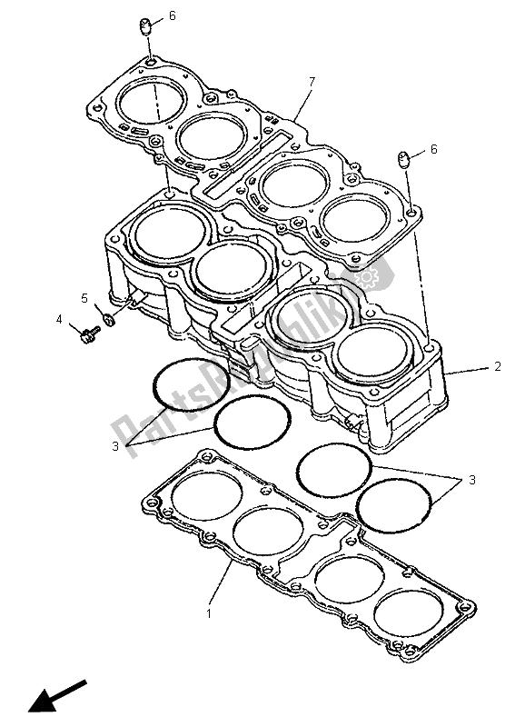 Toutes les pièces pour le Cylindre du Yamaha YZF 750R 1996