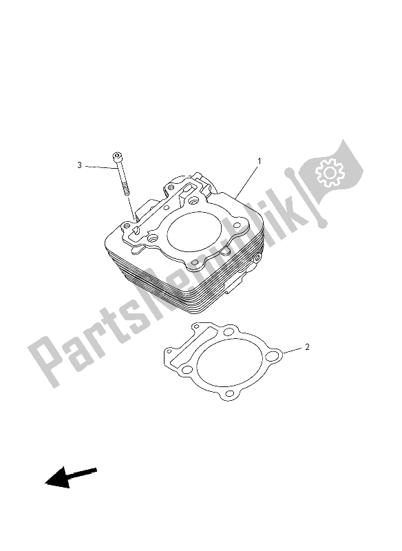 All parts for the Cylinder of the Yamaha YFM 250R 2012