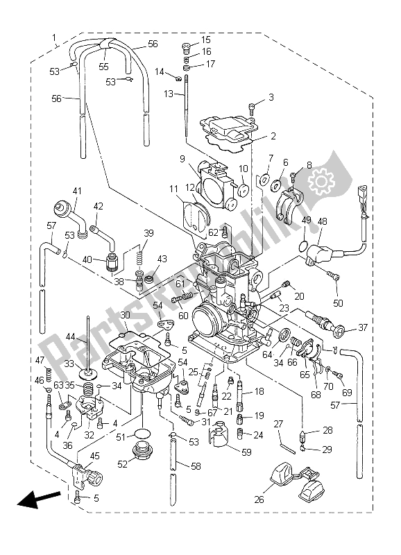 Alle onderdelen voor de Carburator van de Yamaha WR 250F 2006