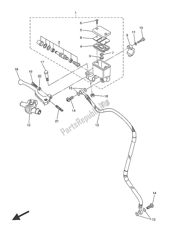 All parts for the Front Master Cylinder of the Yamaha WR 250R 2016