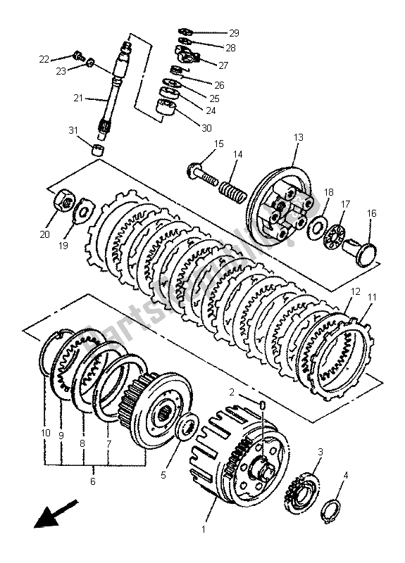 All parts for the Clutch of the Yamaha XJ 600N 1997