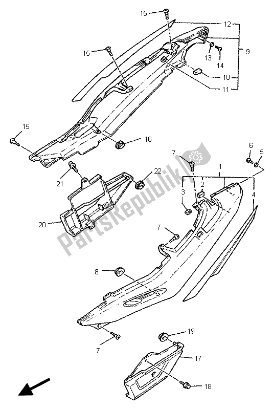 All parts for the Side Cover of the Yamaha XJ 900S Diversion 1995