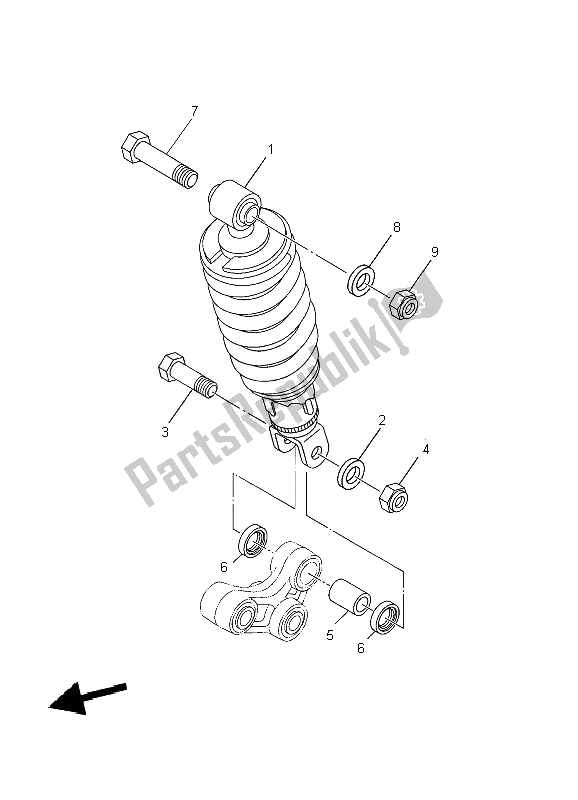 All parts for the Rear Suspension of the Yamaha YBR 250 2007