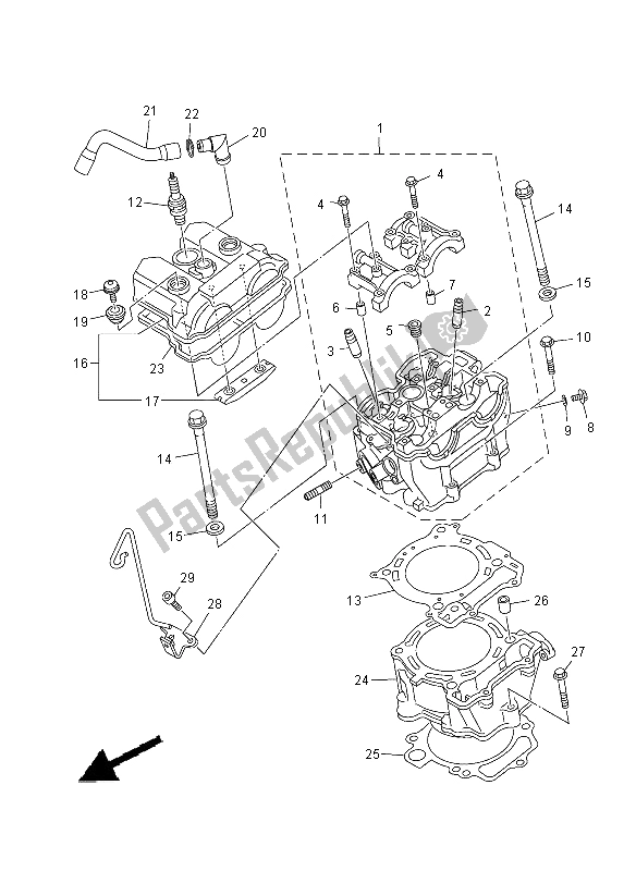 Alle onderdelen voor de Cilinder van de Yamaha YFZ 450R SE 2012