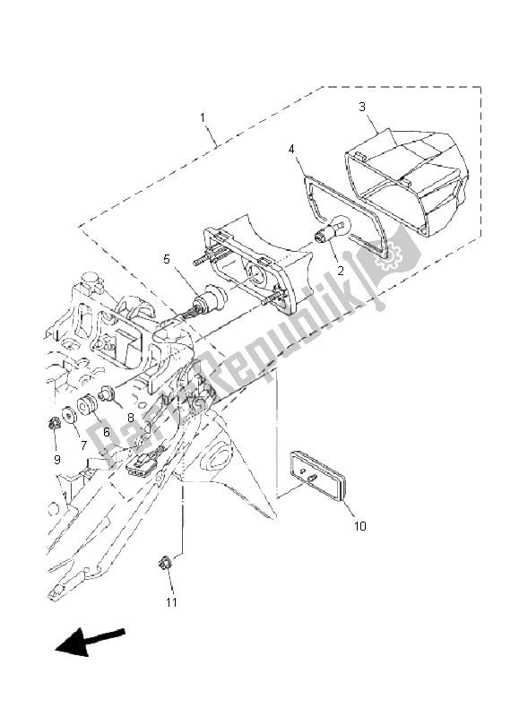 All parts for the Taillight of the Yamaha TDM 900 2008